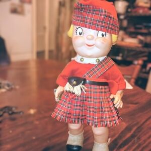 Plaid Scottish Doll with Red Outfit